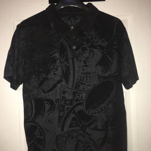 Black/Intricately designed polo shirt